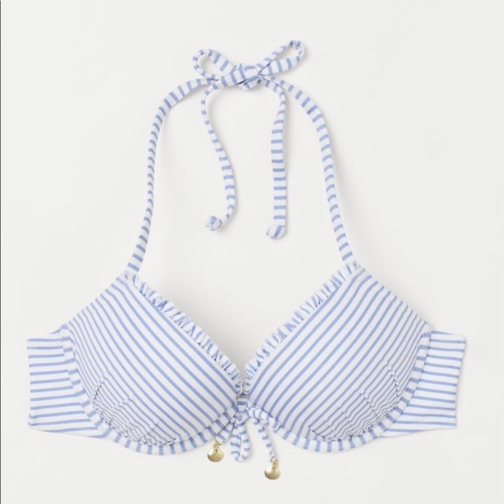 Striped push-up swimsuit top